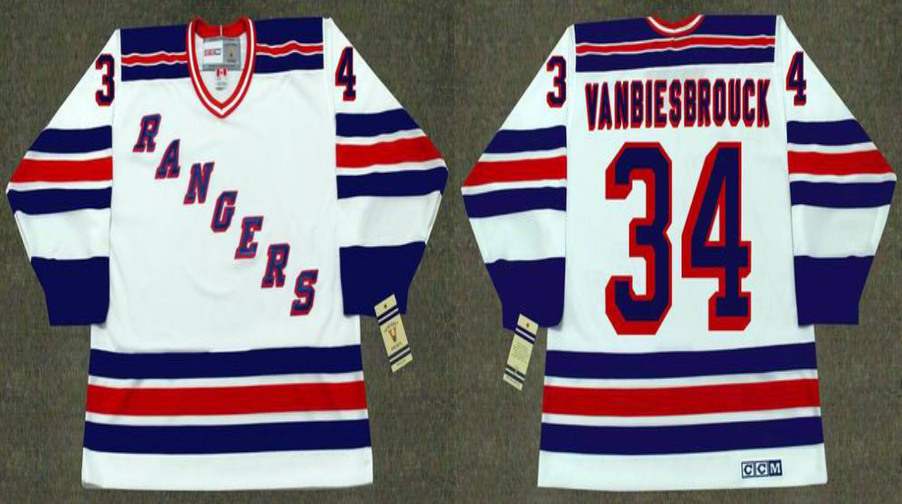 2019 Men New York Rangers #34 Vanbiesbrouck white CCM NHL jerseys